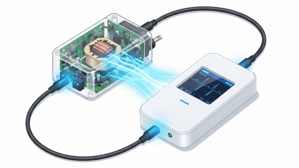 medical power adapter for portable EEG monitors