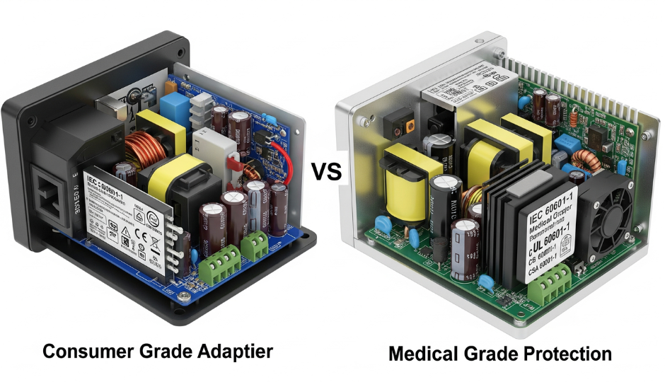 IEC 60601 certified adapter comparison The Role of Power Adapters in Maintaining Display Clarity and Data Accuracy in Ventilators?