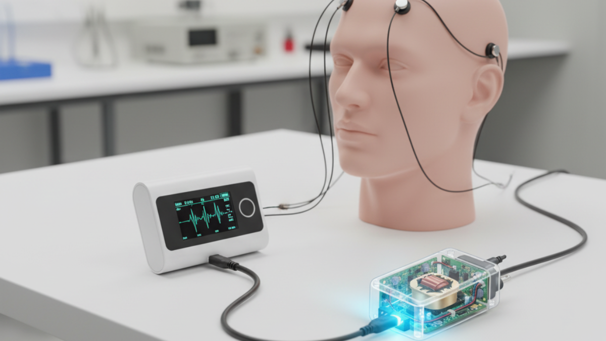 medical power adapter for portable EEG monitors